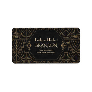 Étiquette Adresse de mariage Art Déco Gatsby le Magnifique d