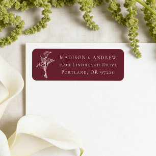 Étiquette Adresse de mariage classique calla lily burgundy