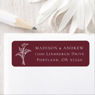 Étiquette Adresse de mariage classique calla lily burgundy