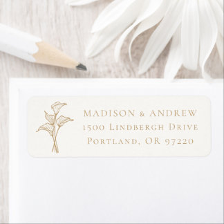 Étiquette Adresse de mariage classique calla lily or