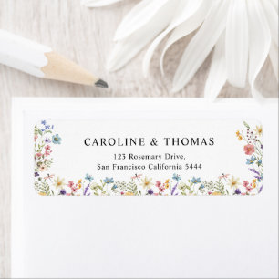 Étiquette Adresse de mariage de fleurs sauvages élégantes