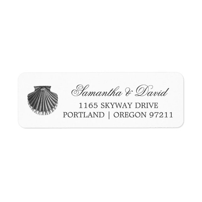Étiquette Adresse de mariage de plage Coquille de pétoncle N (Devant)