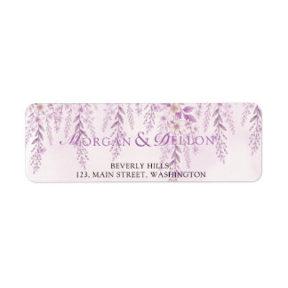 Étiquette Adresse de mariage élégante et douce aux fleurs de