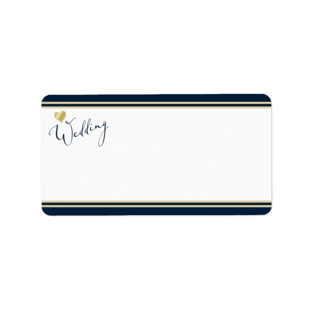Étiquette Adresse de mariage élégante Marine et Gold (Devant)