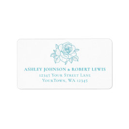 Étiquette Adresse de mariage florale botanique Rose Turquois