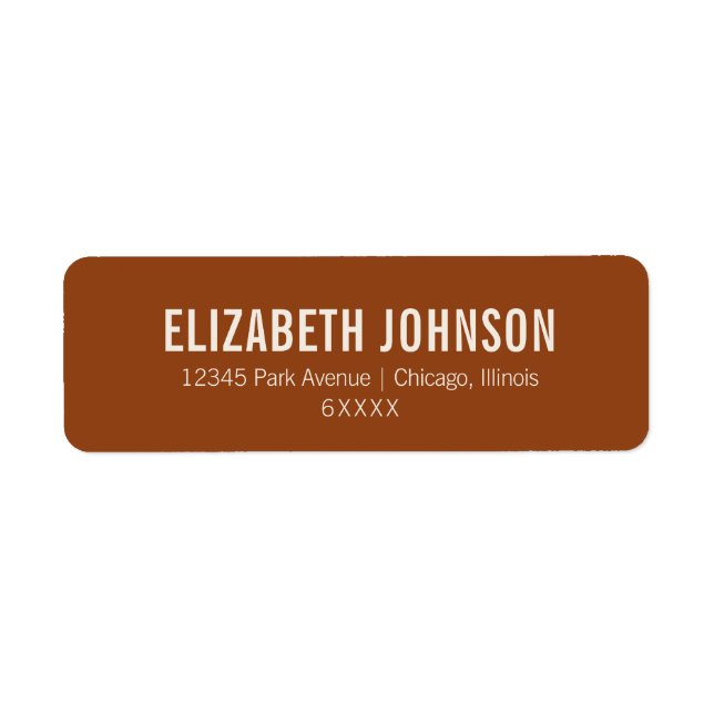 Étiquette Adresse de mariage simple typographie terracotta b (Devant)