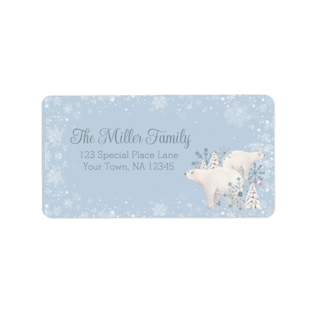Étiquette Adresse de Noël de l'ours polaire (Devant)