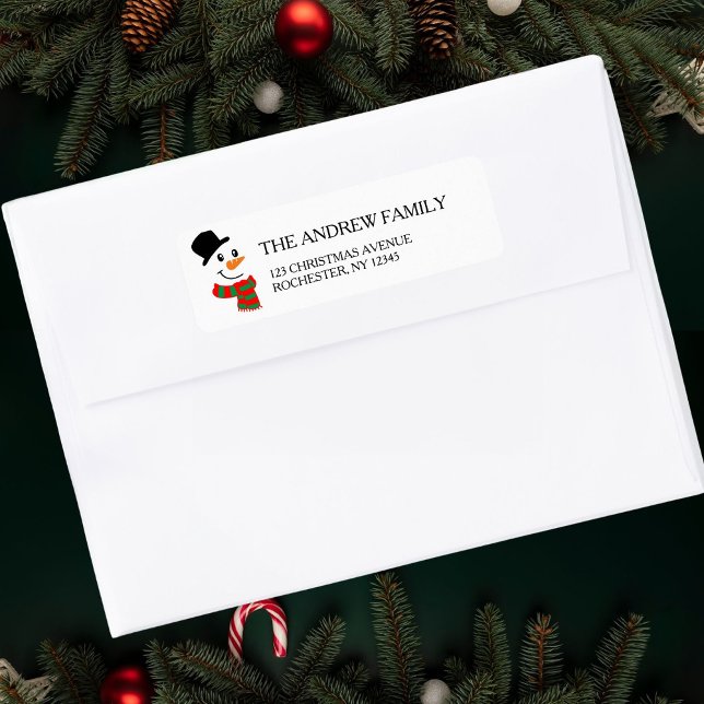 Étiquette Adresse de Noël du bonhomme de neige blanc (Créateur téléchargé)