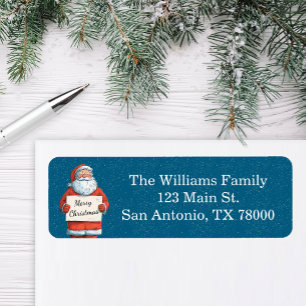 Étiquette Adresse de Noël du Père Noël Vintage