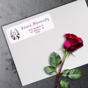 Étiquette Adresse de Quinceanera Florale Western en Fer à Ch