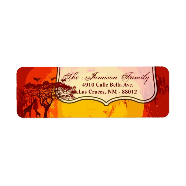 Étiquette Adresse de retour .75"x2.25" Label African Safari  (Devant)