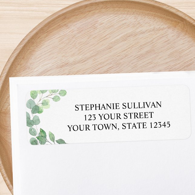 Étiquette Adresse de retour au eucalyptus aquarelle (Créateur téléchargé)