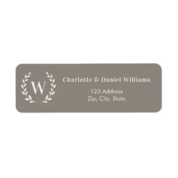 Étiquette Adresse de retour avec monogramme initial et couro