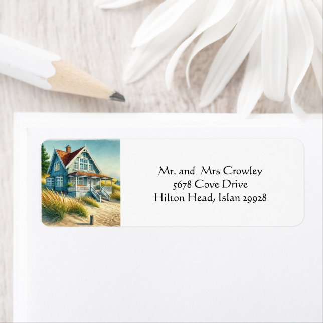 Étiquette Adresse de retour Beach House (En situation)