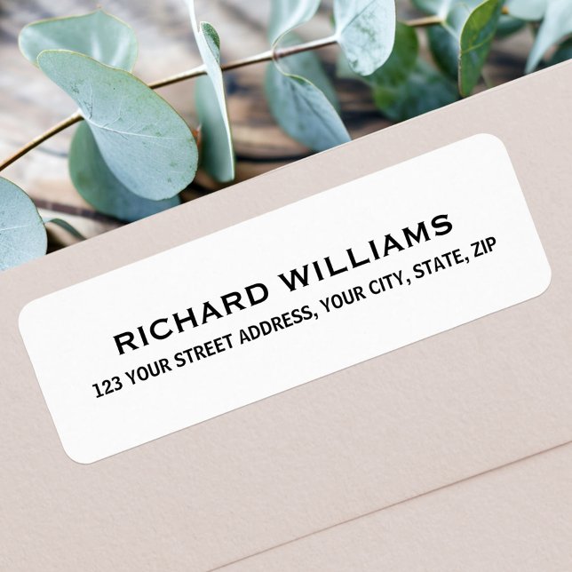 Étiquette Adresse de retour blanche simple (Simple white return address label)