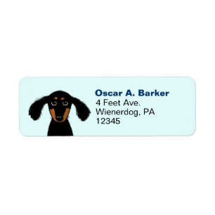 Étiquette Adresse de retour bleue de teckel de chien mignon