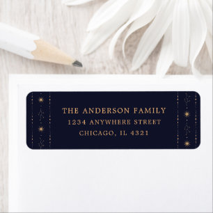 Étiquette Adresse de retour Blue And Gold Stars