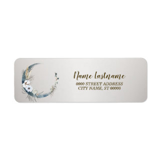 Étiquette Adresse de retour Boho White Orchid Flower Blue Mo
