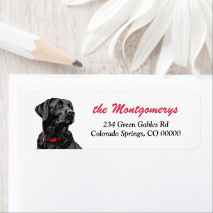 Étiquette Adresse de retour Chien Labrador Retriever Noir