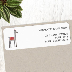 Étiquette Adresse de retour Cute Llama