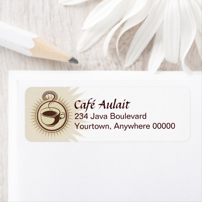 Étiquette Adresse de retour d'affaires de la barre du café (En situation)