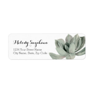 Étiquette Adresse de retour d'aquarelle succulente de vert
