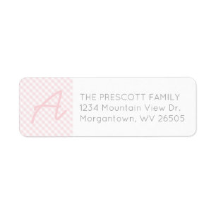 Étiquette Adresse de retour de baby shower initial rose En v