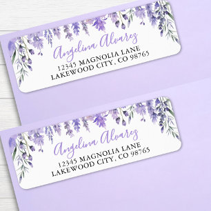 Étiquette Adresse de Retour de Baby Shower Lavande Violet