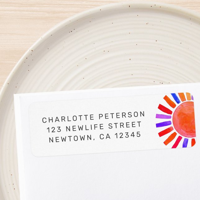 Étiquette Adresse de retour de Baby Shower Soleil (Créateur téléchargé)