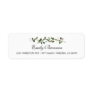 Étiquette Adresse de retour de baie de houx de mariage de