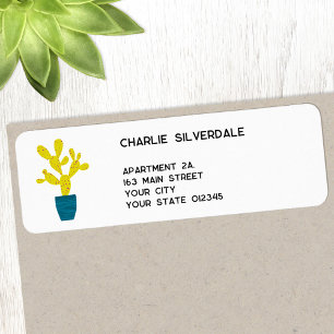 Étiquette Adresse de retour de Cactus mignon