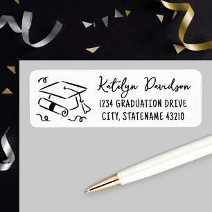 Étiquette Adresse de retour de casquette de fin d'études et 