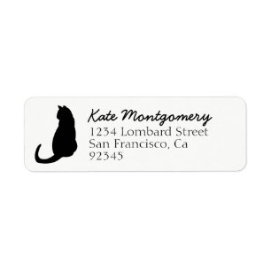 Étiquette Adresse de retour de chats en noir et blanc
