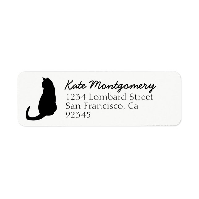 Étiquette Adresse de retour de chats en noir et blanc (Devant)