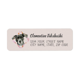Étiquette Adresse de retour de chien rose mignon de Pitbull