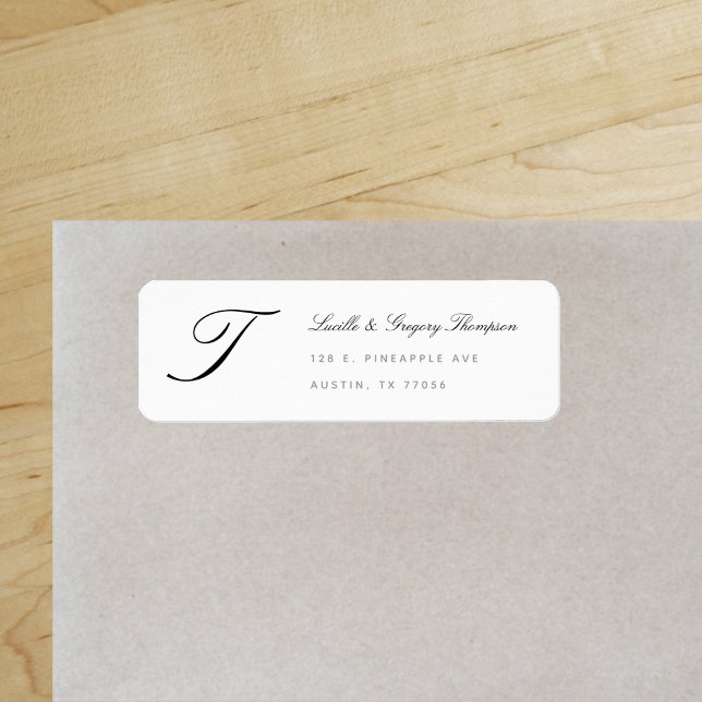Étiquette Adresse de retour de famille personnalisée Monogra ("Everyday is abundantly beautiful." 
Sincerely Best Wishes from Lucky Design World)