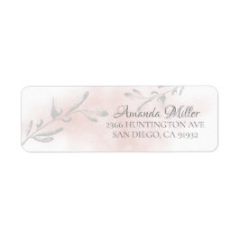 Étiquette Adresse de retour de feuille d'aquarelle rose