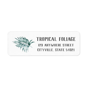Étiquette Adresse de retour de feuille de palmier à feuillag