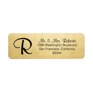 Étiquette Adresse de retour de feuille d'or de lettre