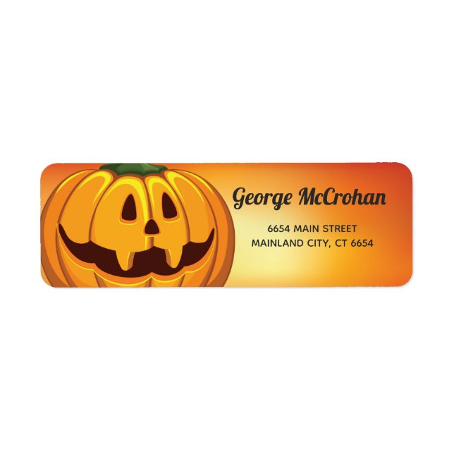 Étiquette Adresse de retour de Halloween Little Citrouille (Devant)