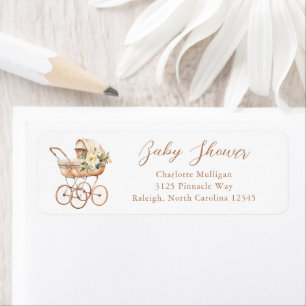 Étiquette Adresse de retour de la baby shower avec un vieux