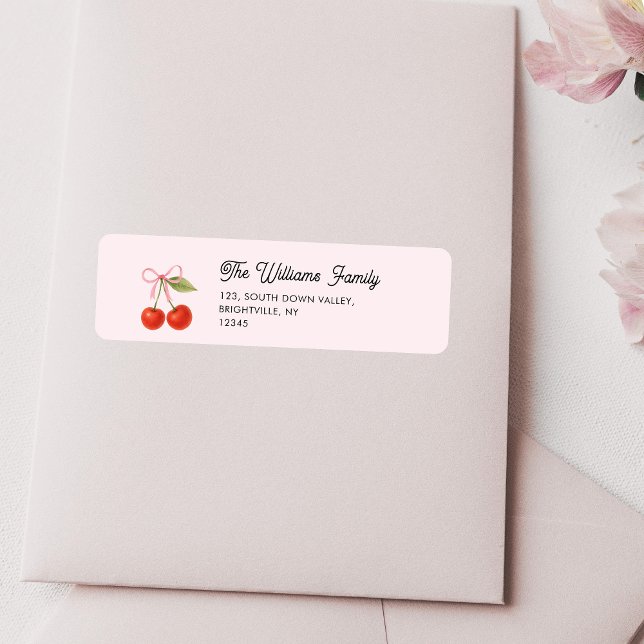 Étiquette Adresse de retour de la coquette cerise mignonne (Cute Cherry Bow Coquette return address Label)