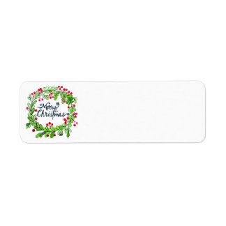 Étiquette Adresse de retour de la couronne de Noël