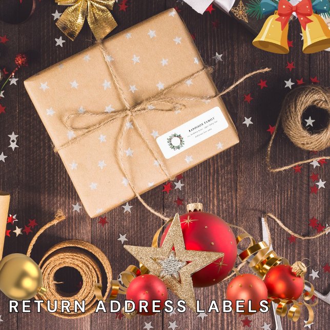 Étiquette Adresse de retour de la couronne de Noël de Holly  (Créateur téléchargé)