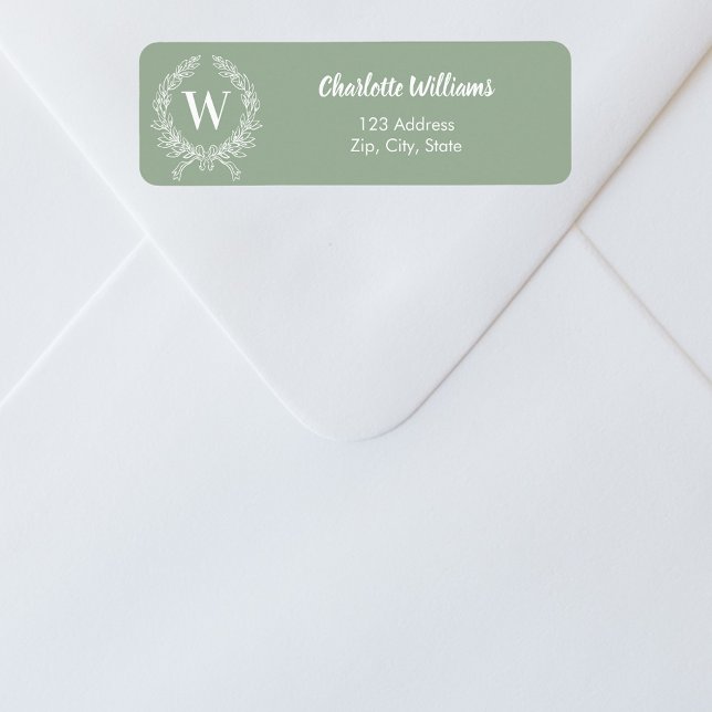 Étiquette Adresse de retour de la couronne initiale du monog (Créateur téléchargé)