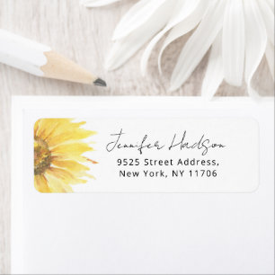 Étiquette Adresse de retour de la douche nuptiale Tournesol