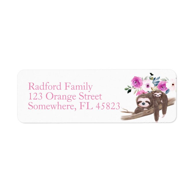Étiquette Adresse de retour de la fente rose (Devant)
