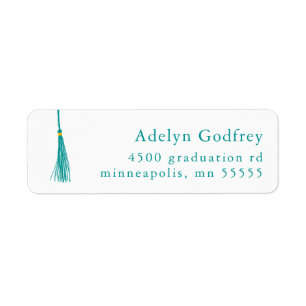 Étiquette Adresse de retour de la graduation turquoise de la
