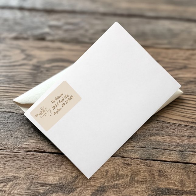 Étiquette Adresse de retour de l'ange or et beige (Elegant Anger Return Address Label )