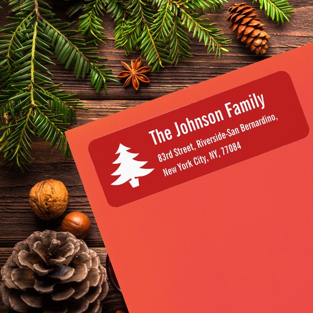Étiquette Adresse de retour de l'arbre de Noël des Fêtes per (Personalized Holiday Christmas Tree Return Address Label)